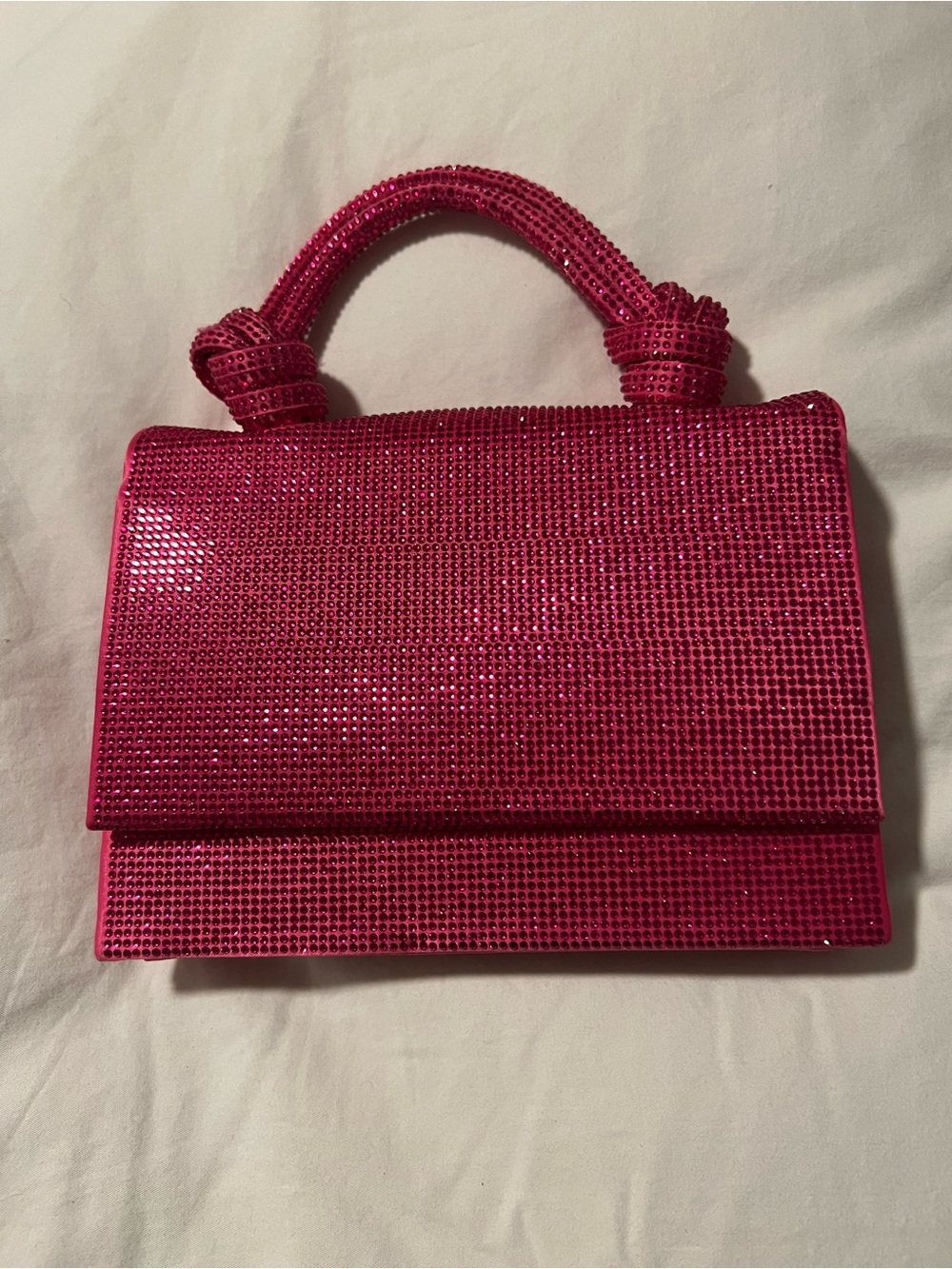 Zara Hot Pink Crystal Mini Top-Handle Bag